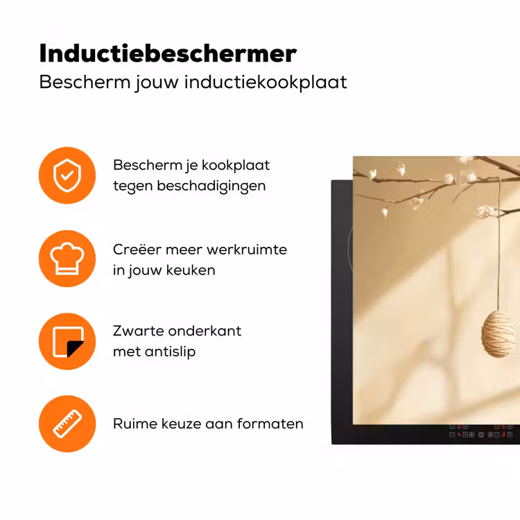 Beige - Paastak - Eieren Inductie beschermer vinyl 3mm klein -zzzzzzz-td-ups