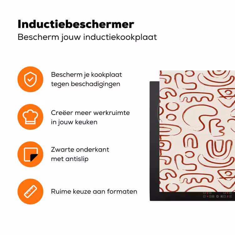 Beige - Vormen - Rood - Patroon Inductie beschermer vinyl 3mm klein 276 -zzzzzzz-td-ups