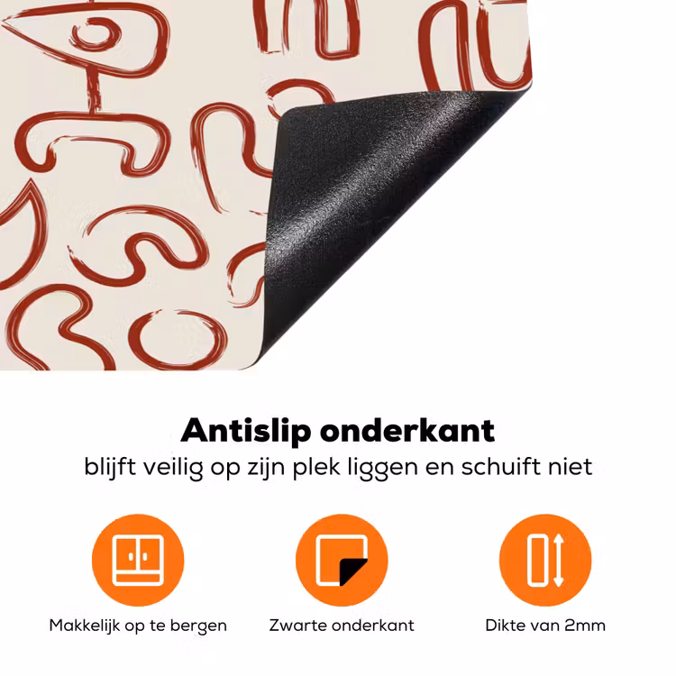 Beige - Vormen - Rood - Patroon Inductie beschermer vinyl 3mm klein 276 -zzzzzzz-td-onderkant