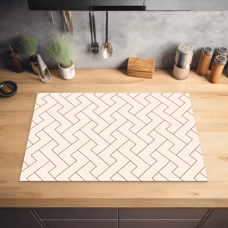 Beige - Zigzag - Patroon Inductie beschermer vinyl 3mm klein 276 -sfeer5