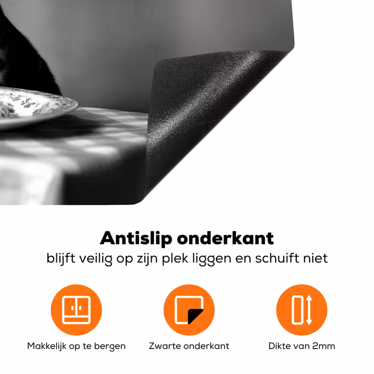 Bengaal - Kat - Tafelkleed - Zwart - Wit - Dier Inductie beschermer vinyl 3mm klein -zzzzzzz-td-onderkant