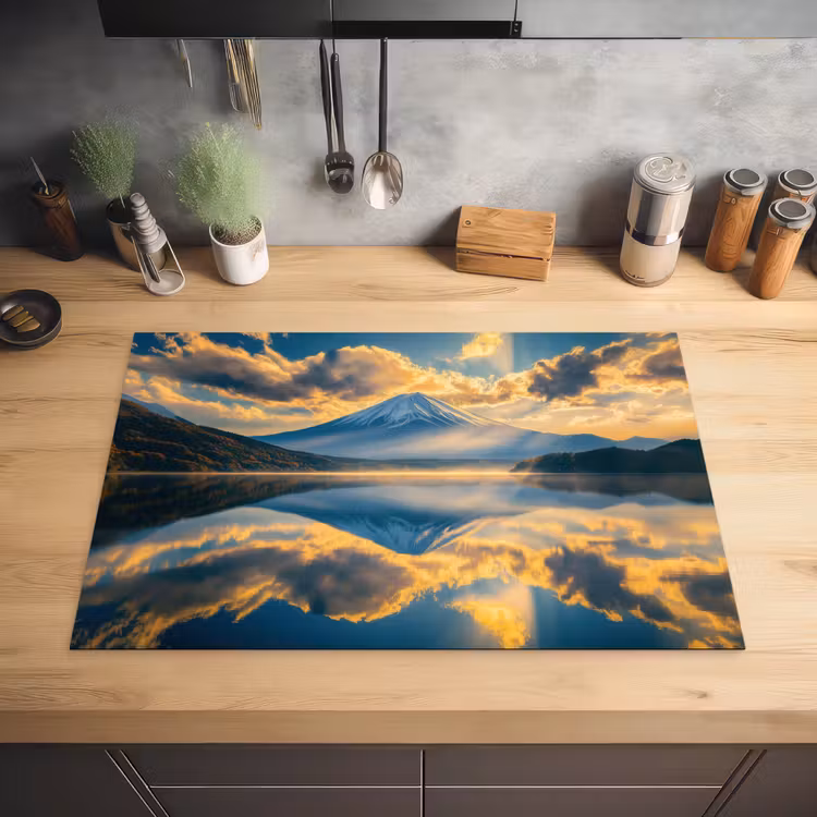 Berg - Rivier - Zonsondergang Inductie beschermer vinyl 3mm klein -sfeer5