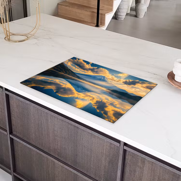 Berg - Rivier - Zonsondergang Inductie beschermer vinyl 3mm klein -sfeer8
