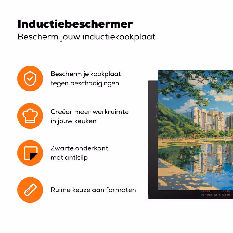 Berg - Skyline - Strand - Water Inductie beschermer vinyl 3mm klein -zzzzzzz-td-ups