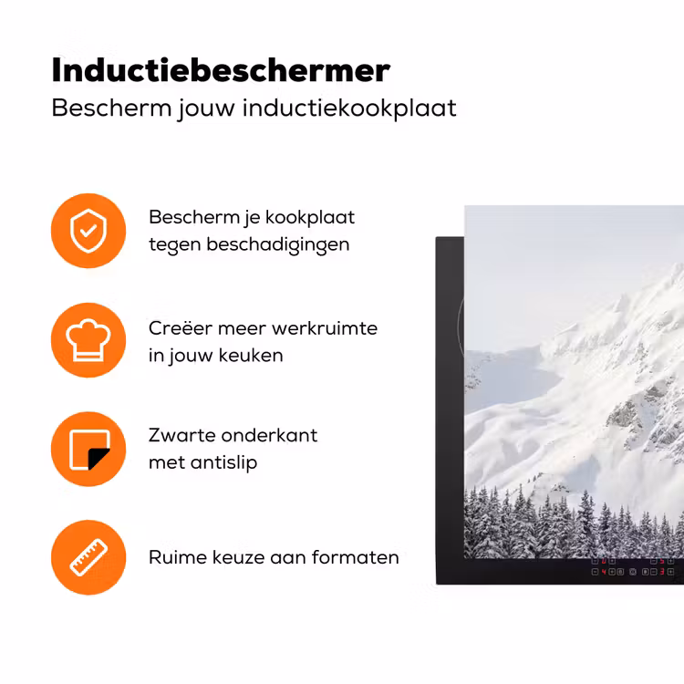 Berg - Sneeuw - Winter - Natuur - Wit Inductie beschermer vinyl 3mm klein -zzzzzzz-td-ups
