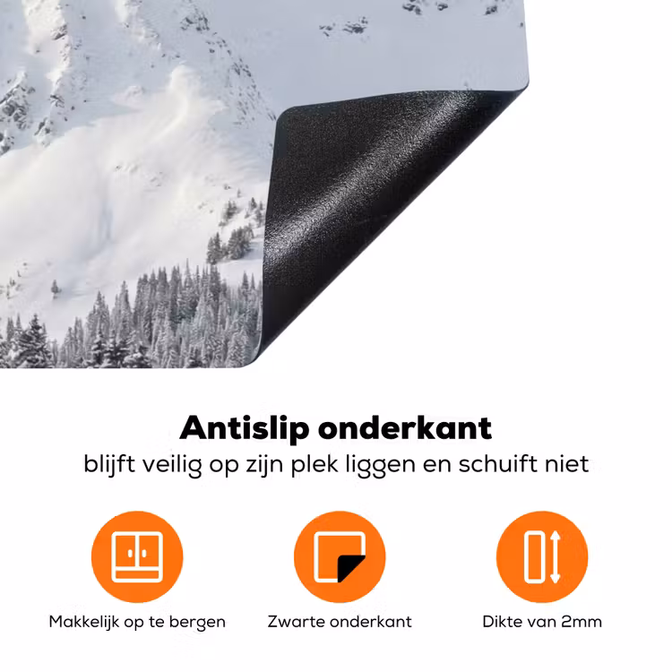 Berg - Sneeuw - Winter - Natuur - Wit Inductie beschermer vinyl 3mm klein -zzzzzzz-td-onderkant