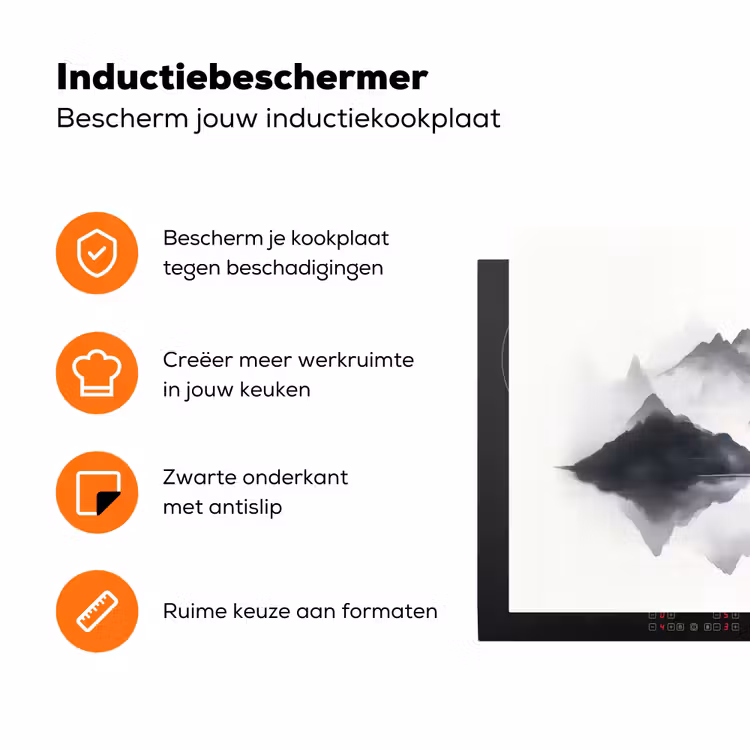 Bergen - Mistig - Water - Wit Inductie beschermer vinyl 3mm klein -zzzzzzz-td-ups