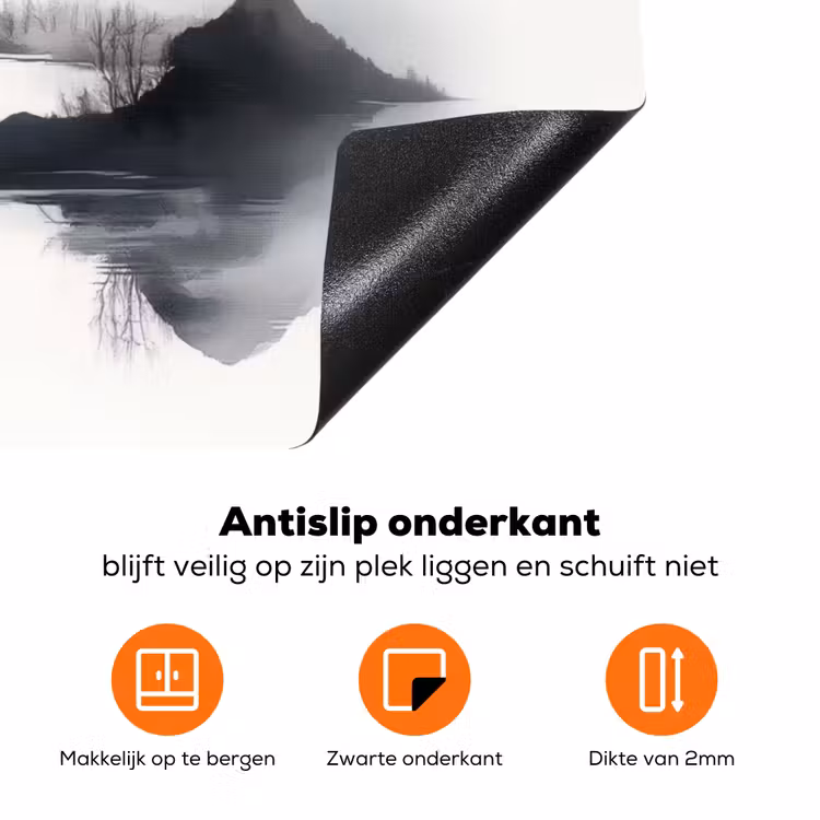 Bergen - Mistig - Water - Wit Inductie beschermer vinyl 3mm klein -zzzzzzz-td-onderkant