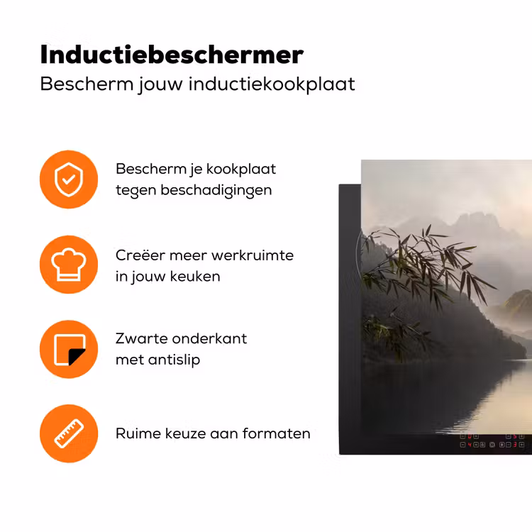 Bergen - Water - Mist - Natuur - Landschap Inductie beschermer vinyl 3mm klein -zzzzzzz-td-ups