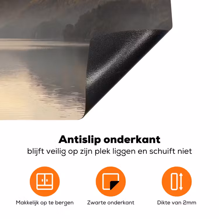 Bergen - Water - Mist - Natuur - Landschap Inductie beschermer vinyl 3mm klein -zzzzzzz-td-onderkant