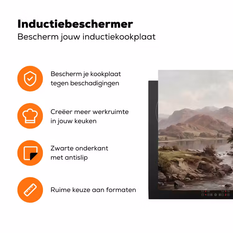 Berglandschap - Meer - Bergen - Vallei - Klassiek Inductie beschermer vinyl 3mm klein -zzzzzzz-td-ups