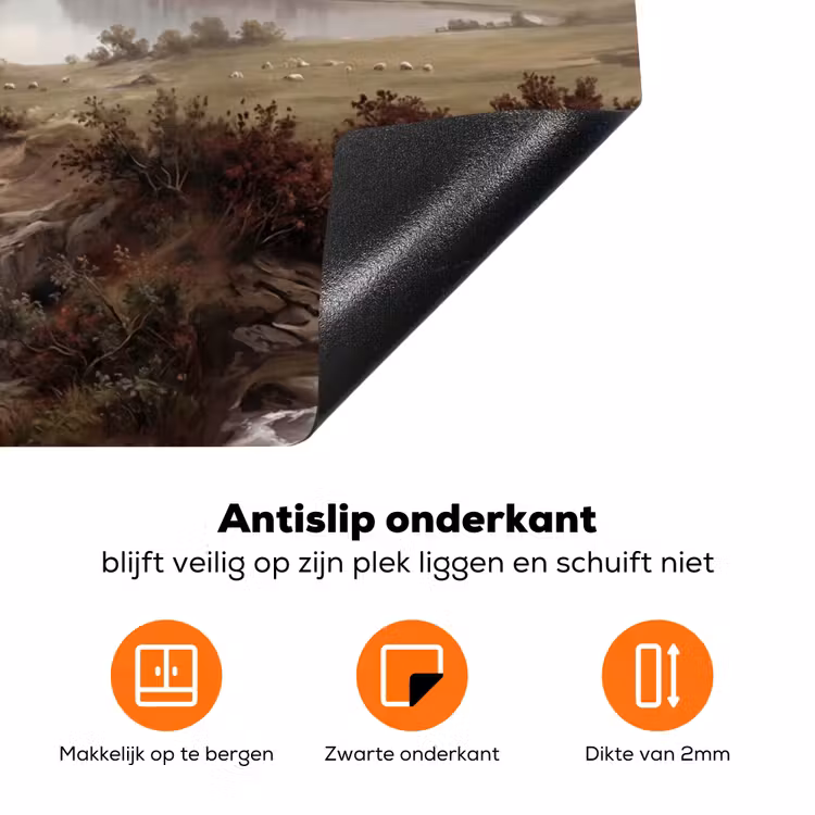 Berglandschap - Meer - Bergen - Vallei - Klassiek Inductie beschermer vinyl 3mm klein -zzzzzzz-td-onderkant