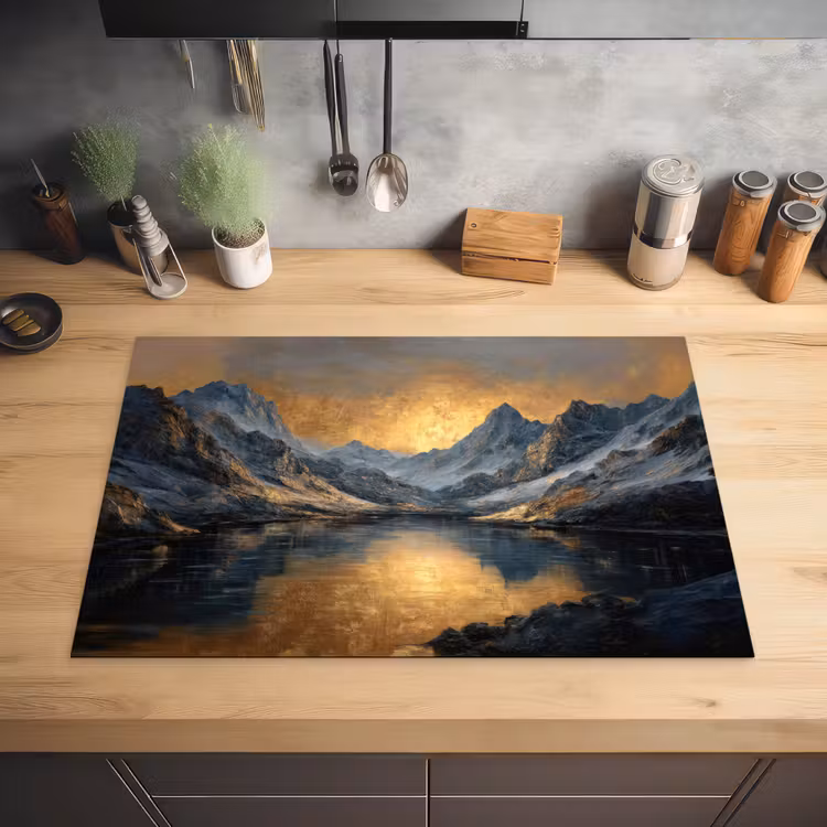 Berglandschap met Gouden Zonsondergang Inductie beschermer vinyl 3mm klein -sfeer5