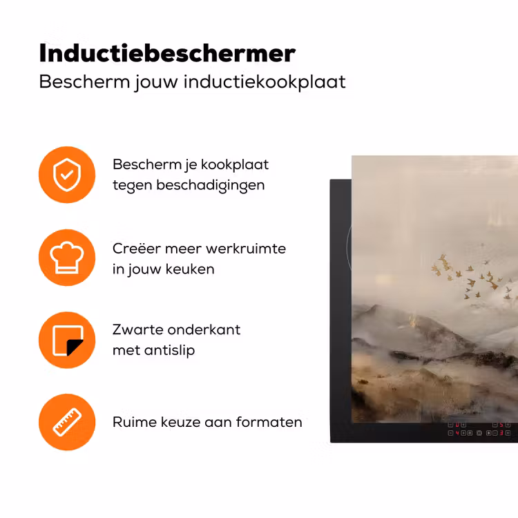 Berglandschap - Mist - Penseelstreken Inductie beschermer vinyl 3mm klein -zzzzzzz-td-ups