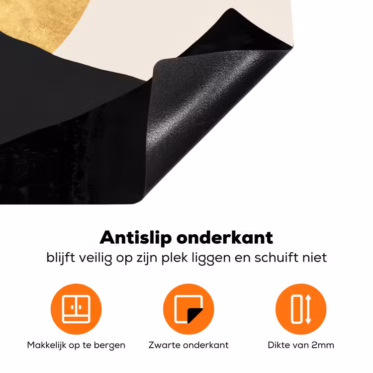 Bergsilhouetten - Gouden cirkel - Beige Inductie beschermer vinyl 3mm klein -zzzzzzz-td-onderkant