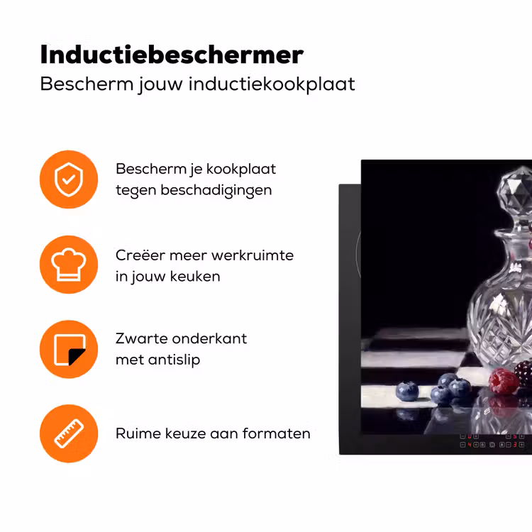 Inductiebeschermer - Bessen - Kristal - Stilleven - Bessen - Kristal - Stilleven Inductie beschermer vinyl 3mm klein