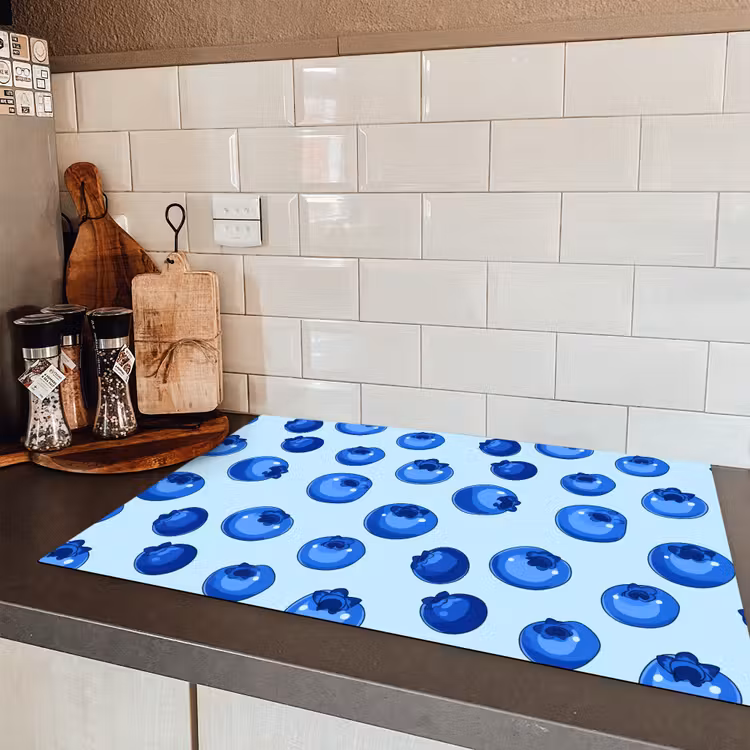Bessen - Modern - Blauw Inductie beschermer vinyl 3mm klein 276 -sfeer3