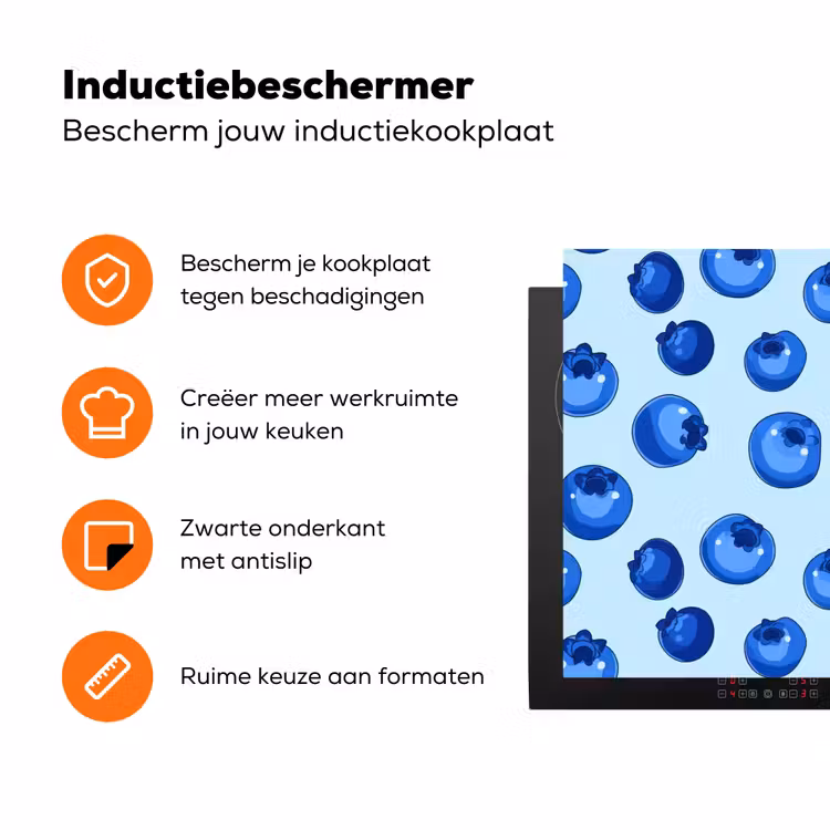 Bessen - Modern - Blauw Inductie beschermer vinyl 3mm klein 276 -zzzzzzz-td-ups