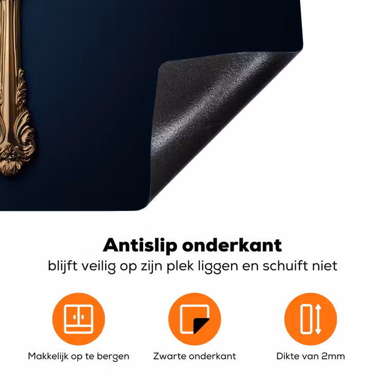 Bestek - Donkerblauw - Goud Inductie beschermer vinyl 3mm klein -zzzzzzz-td-onderkant