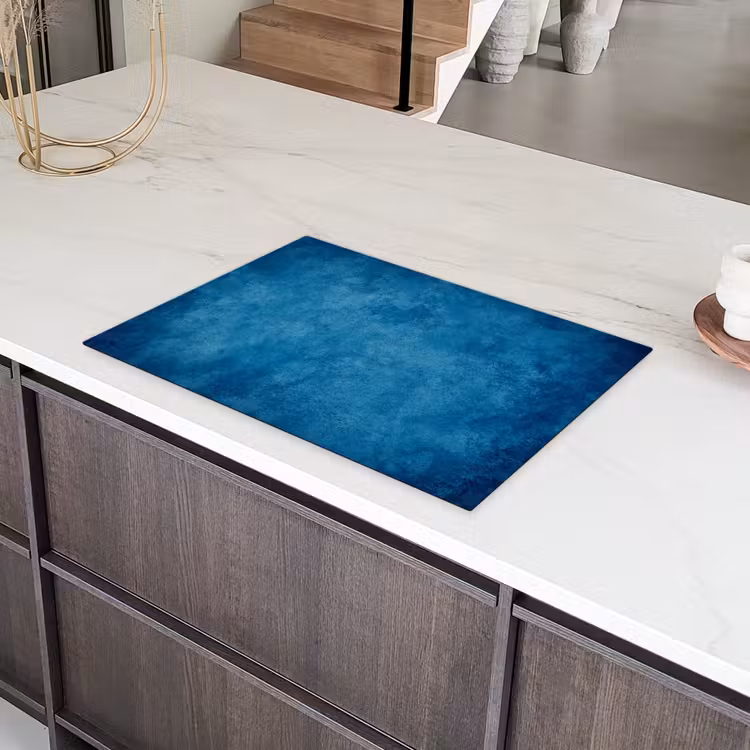 Beton - Blauw - Vintage - Structuur - Industrieel Inductie beschermer vinyl 3mm klein -sfeer8