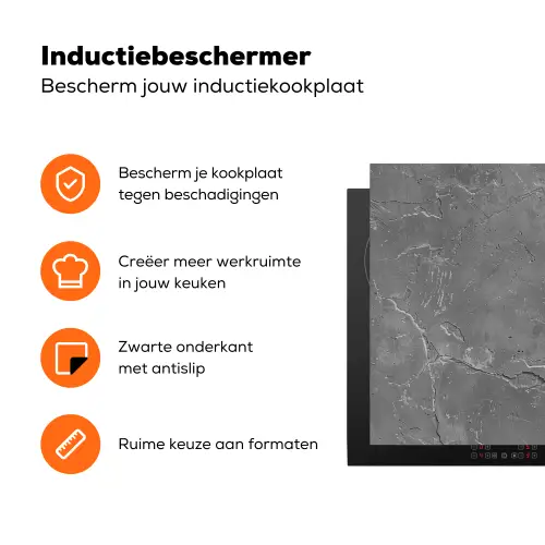 Beton - Grijs - Abstract - Betonlook Inductie beschermer vinyl 3mm klein -zzzzzzz-td-ups
