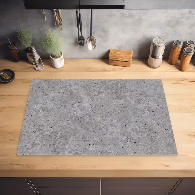 Beton - Leisteen - Grijs - Betonstructuur Inductie beschermer vinyl 3mm klein -sfeer5