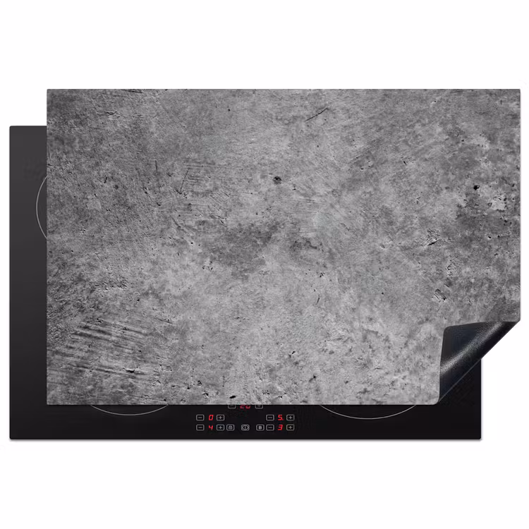 Beton - Leisteen - Grijs -Betonstructuur Inductie beschermer vinyl 3mm klein -3d