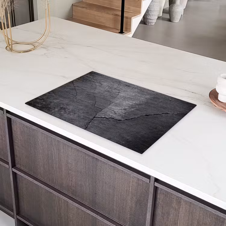 Beton - Zwart - Scheur Inductie beschermer vinyl 3mm klein -sfeer8