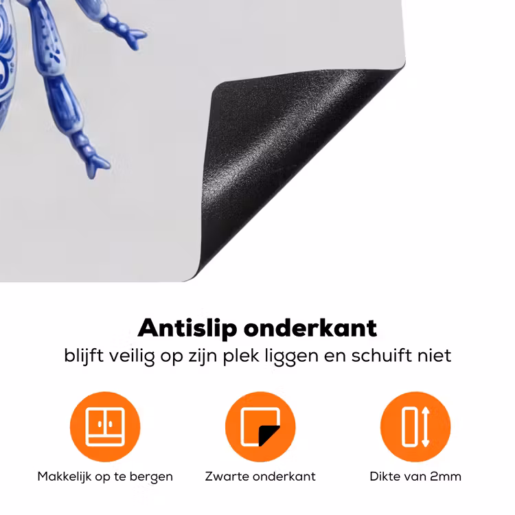 Bij - Modern - Delfts - Blauw Inductie beschermer vinyl 3mm klein -zzzzzzz-td-onderkant