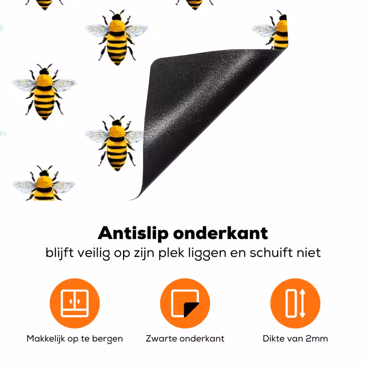Bijen - Tijdloos - Wit Inductie beschermer vinyl 3mm klein 276 -zzzzzzz-td-onderkant