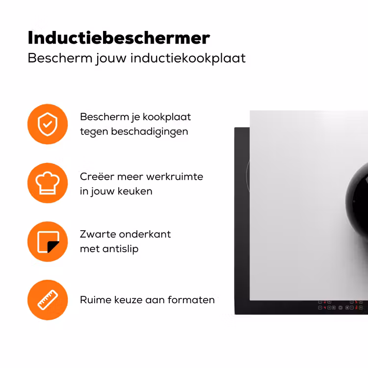 Biljartbal - Getal - Acht - Wit Inductie beschermer vinyl 3mm klein -zzzzzzz-td-ups
