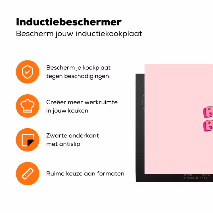 Bisou - Roze - Schaduw Inductie beschermer vinyl 3mm klein -zzzzzzz-td-ups