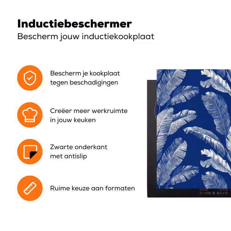 Blad - Palm - Blauw Inductie beschermer vinyl 3mm klein 276 -zzzzzzz-td-ups