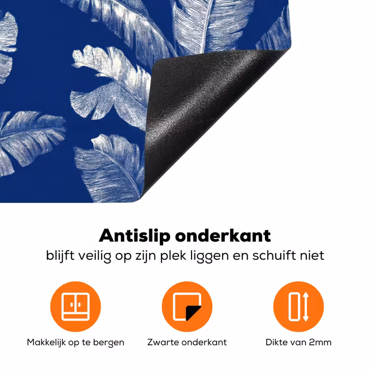 Blad - Palm - Blauw Inductie beschermer vinyl 3mm klein 276 -zzzzzzz-td-onderkant