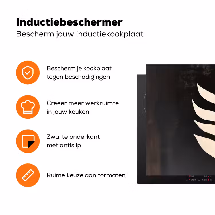 Blad - Wit - Minimalistisch Inductie beschermer vinyl 3mm klein -zzzzzzz-td-ups