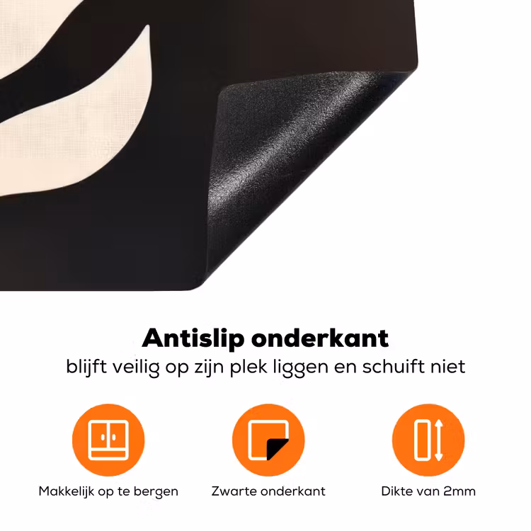 Blad - Wit - Minimalistisch Inductie beschermer vinyl 3mm klein -zzzzzzz-td-onderkant