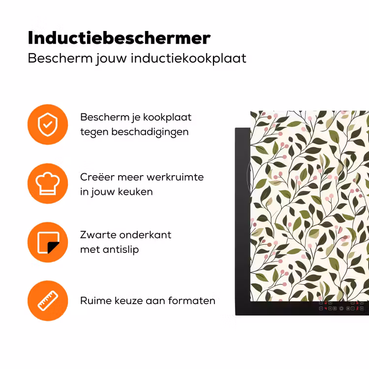 Bladeren - Bessen - Roze Inductie beschermer vinyl 3mm klein 276 -zzzzzzz-td-ups