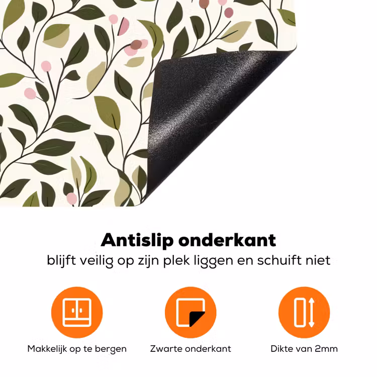 Bladeren - Bessen - Roze Inductie beschermer vinyl 3mm klein 276 -zzzzzzz-td-onderkant