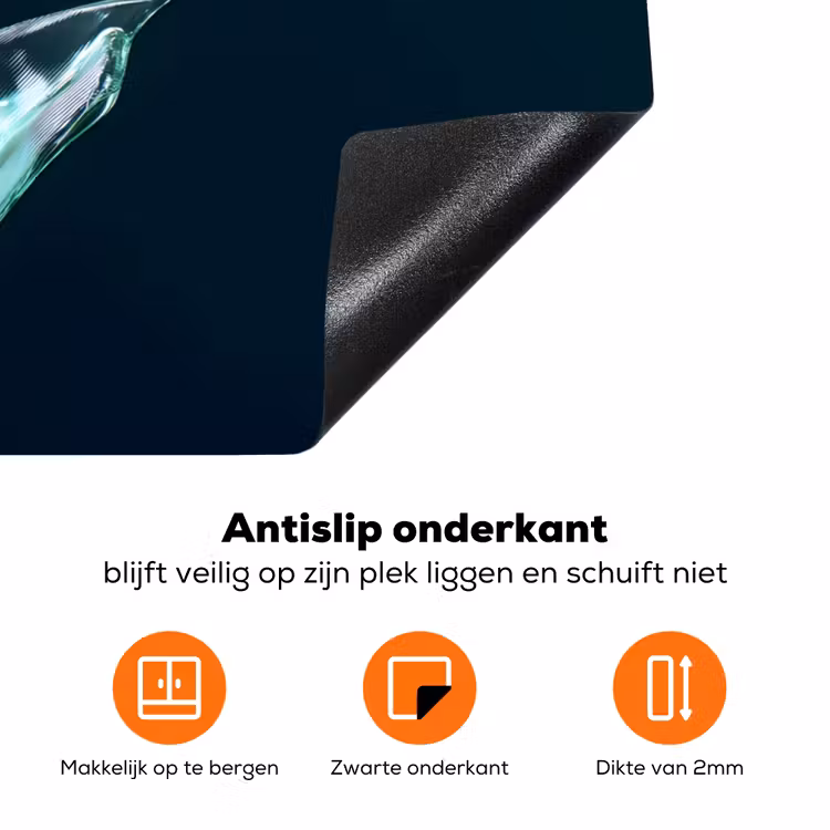 Bladeren - Bloem - Glazen - Donkerblauw Inductie beschermer vinyl 3mm klein -zzzzzzz-td-onderkant
