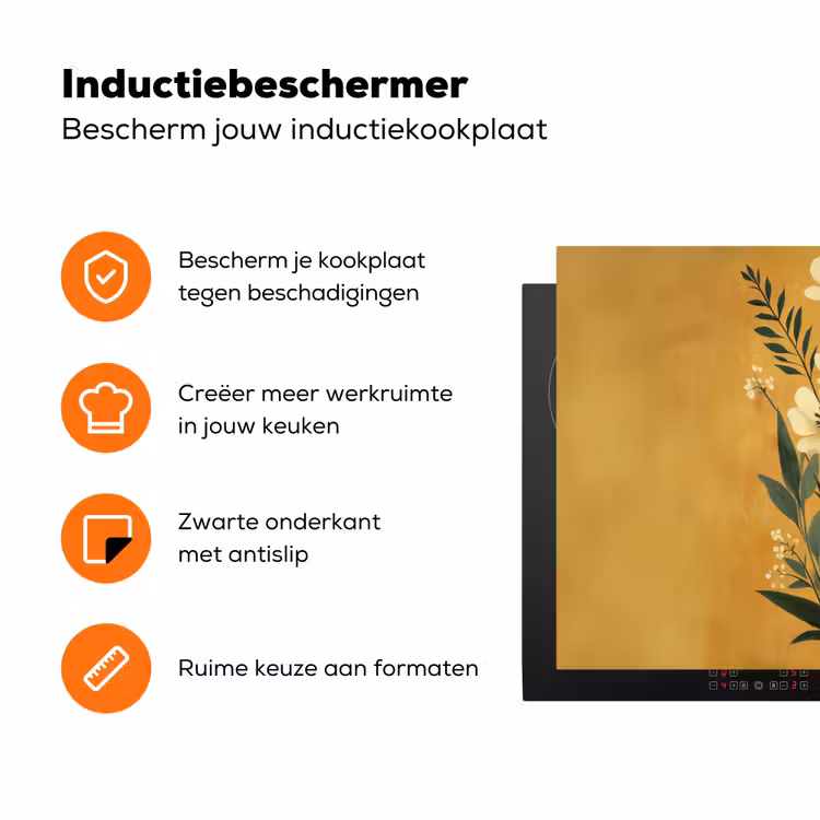 Bladeren - Boeket - Bloemen - Geel Inductie beschermer vinyl 3mm klein -zzzzzzz-td-ups