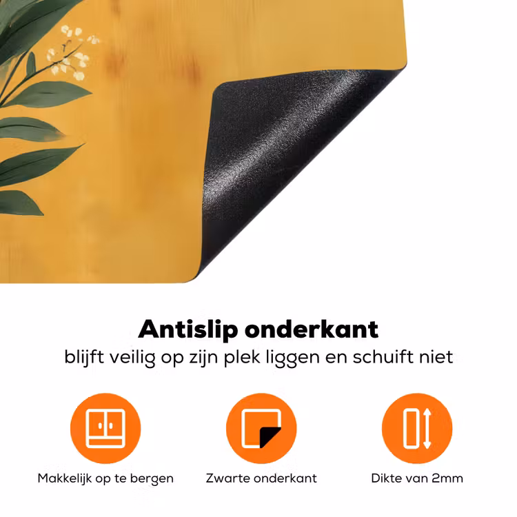 Bladeren - Boeket - Bloemen - Geel Inductie beschermer vinyl 3mm klein -zzzzzzz-td-onderkant