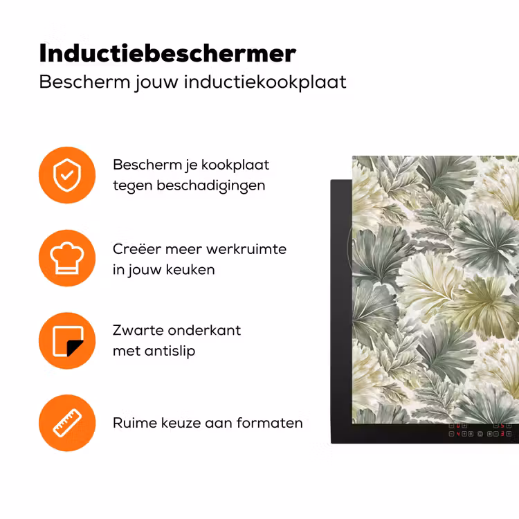 Bladeren - Botanisch - Groen Inductie beschermer vinyl 3mm klein 276 -zzzzzzz-td-ups