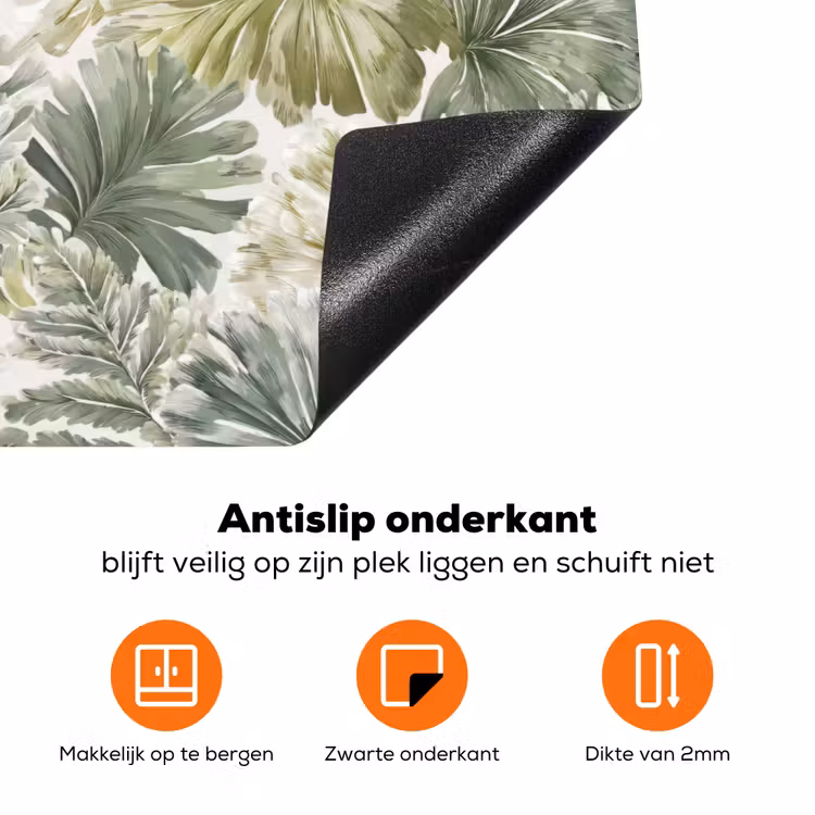 Bladeren - Botanisch - Groen Inductie beschermer vinyl 3mm klein 276 -zzzzzzz-td-onderkant