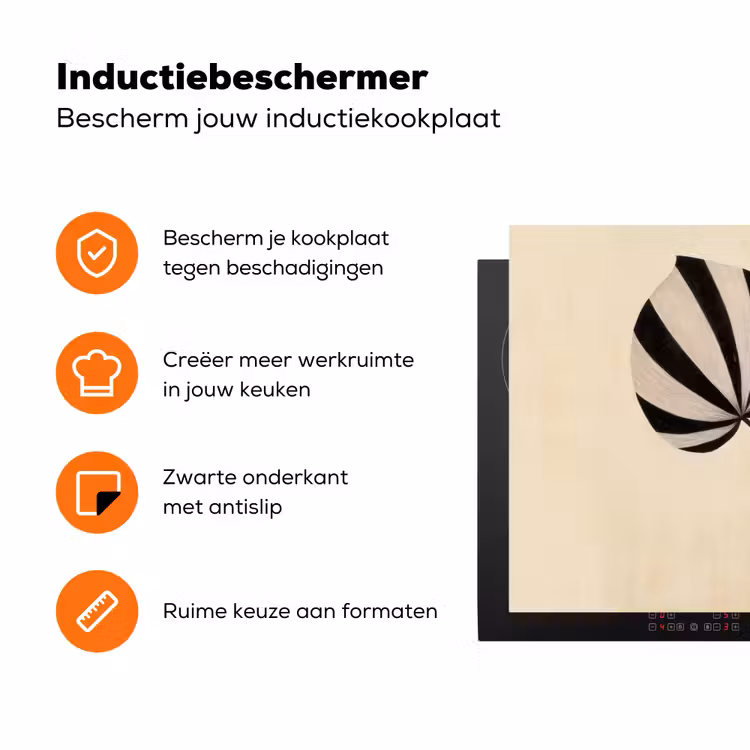 Bladeren - Gestreept - Stengel - Beige Inductie beschermer vinyl 3mm klein -zzzzzzz-td-ups