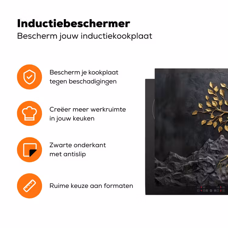 Bladeren - Goud - Boom - Rots Inductie beschermer vinyl 3mm klein -zzzzzzz-td-ups