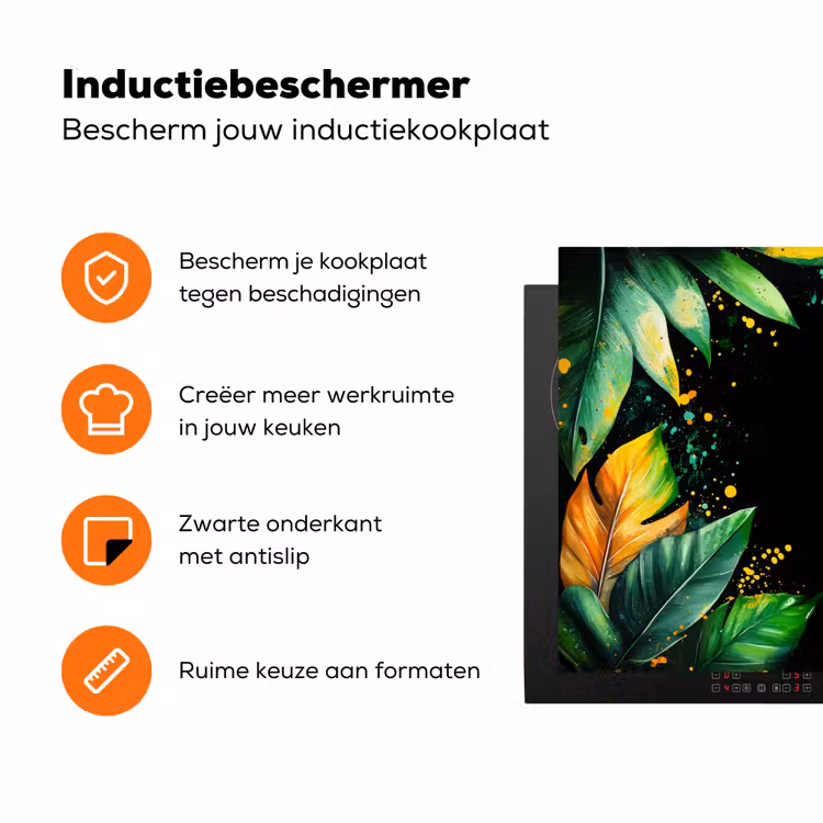 Bladeren - Groen - Geel - Verf - Jungle Inductie beschermer vinyl 3mm klein -zzzzzzz-td-ups
