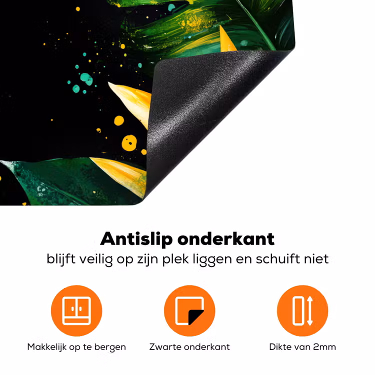 Bladeren - Groen - Geel - Verf - Jungle Inductie beschermer vinyl 3mm klein -zzzzzzz-td-onderkant