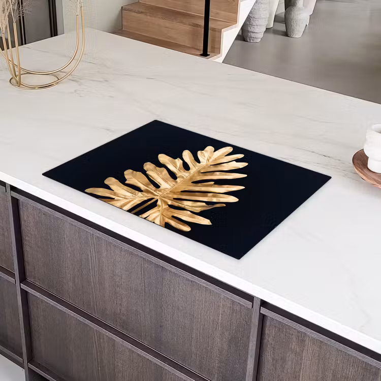 Bladeren - Herfst - Goud - Zwart - Natuur - Luxe Inductie beschermer vinyl 3mm klein -sfeer8