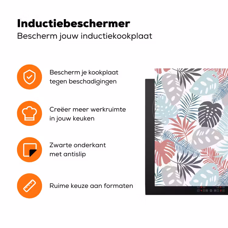 Bladeren - Jungle - Pastel - Tropisch Inductie beschermer vinyl 3mm klein -zzzzzzz-td-ups