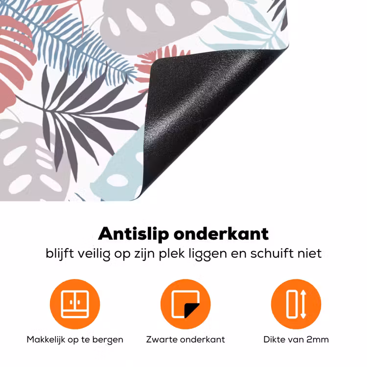 Bladeren - Jungle - Pastel - Tropisch Inductie beschermer vinyl 3mm klein -zzzzzzz-td-onderkant